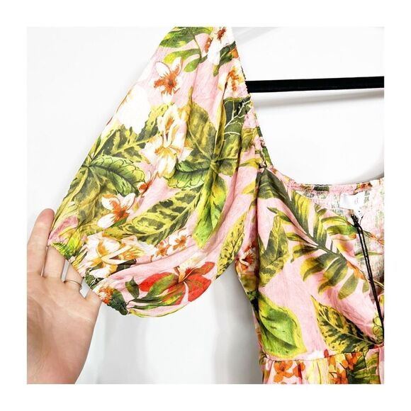 NSR Dress Womens Puff Short Sleeve Tropical Foral Mini Ladies Medium NEW - Picture 8 of 12